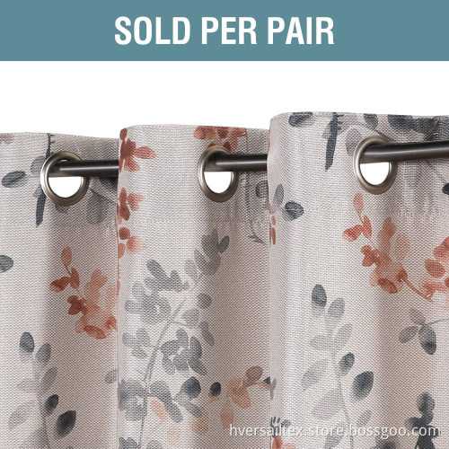 Classical Ink Painting Floral Printed Curtain Drapes
